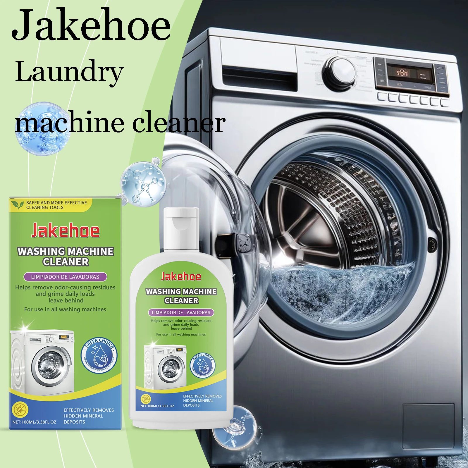 

Jakehoe Laundry Machine Cleaner Remove Dirts Cleaning Stubborn Stains Eliminate Bad Odor Refreshing Laundry Machine Cleaner