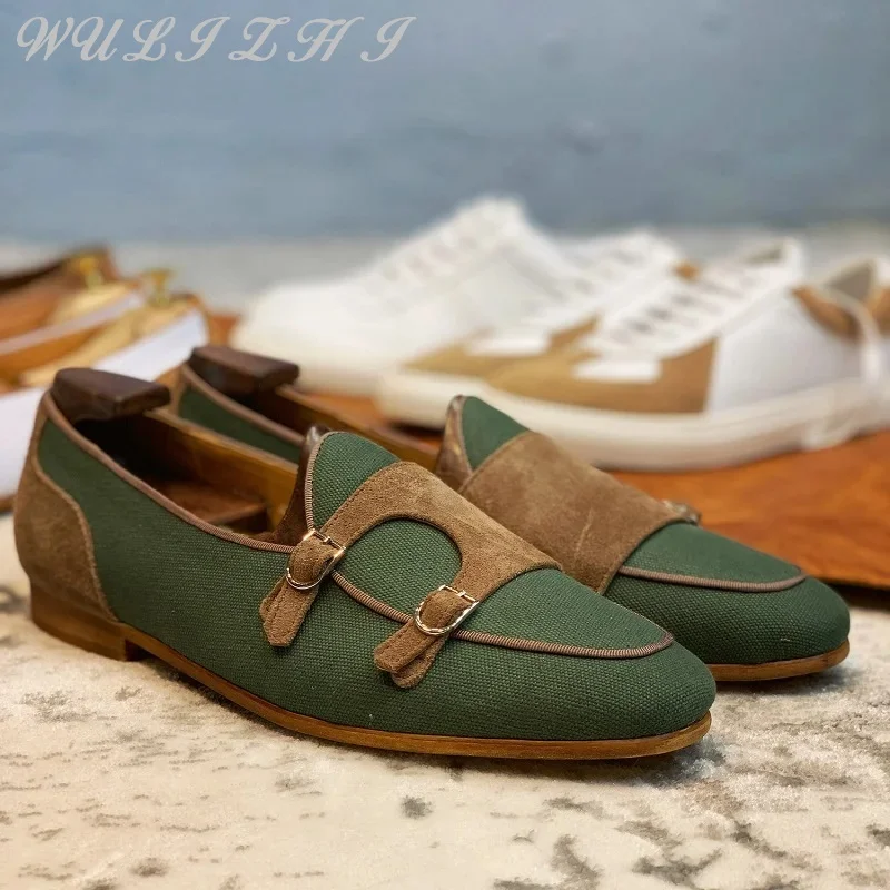 Gemischte Farben Luxus Herren Slipper lässig hand gefertigte Doppel gürtels chnalle Design klassische formelle Schuhe bequeme Herren schuhe