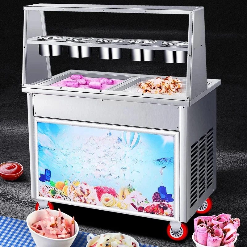 Top quality commercial frozen yogurt ice cream roll machine 1800W electric fried milk ice cream machine