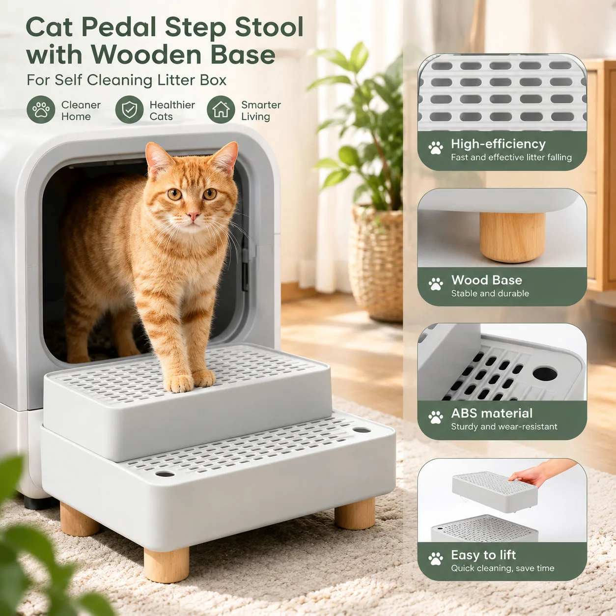Litter Box Ramp Double Layer Non-slip Automatic Cat Litter Step Footboard Leakproof Removable Waterproof Mat for Cats Pet Supply
