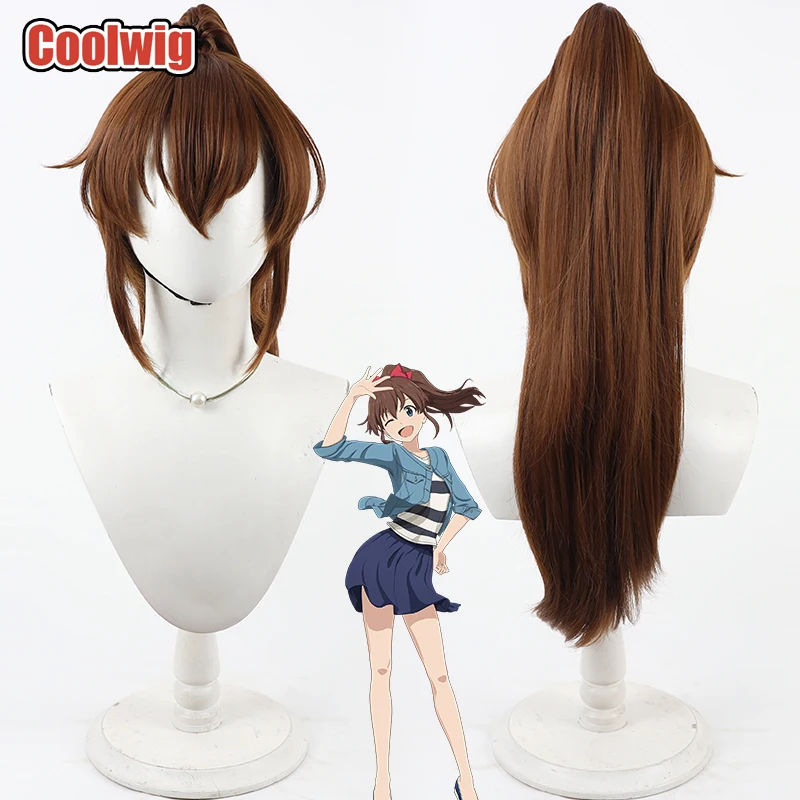 Coolwig Synthetic Hair Satake Minako Cosplay Wigs The Idolmaster Million Live! Satake Minako Brown Ponytail Wig Heat Resistant