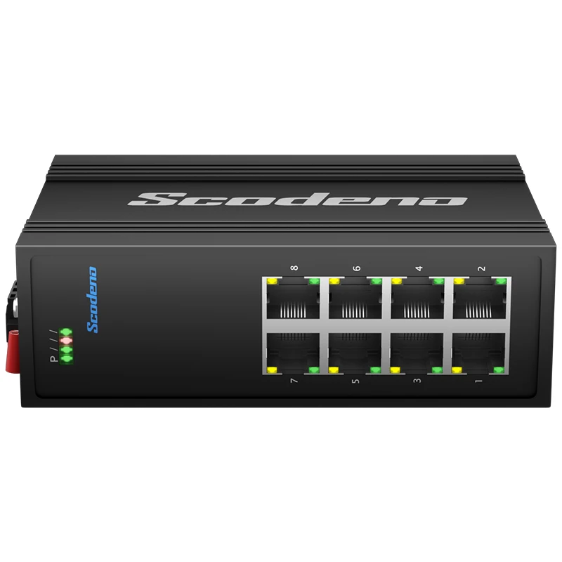 Industrial 8-Port 10/100Mbps Unmanaged -40 to 75°C DIN-Rail IP40 Ethernet Switch