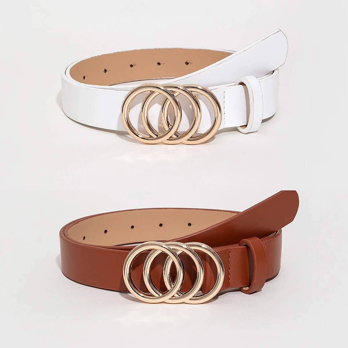 1 مجموعة 2/3 قطعة أحزمة نسائية متعددة الألوان متعددة الاستخدامات مع إبزيم دائري ثلاثي إكسسوارات جينز مناسبة للاستخدام اليومي