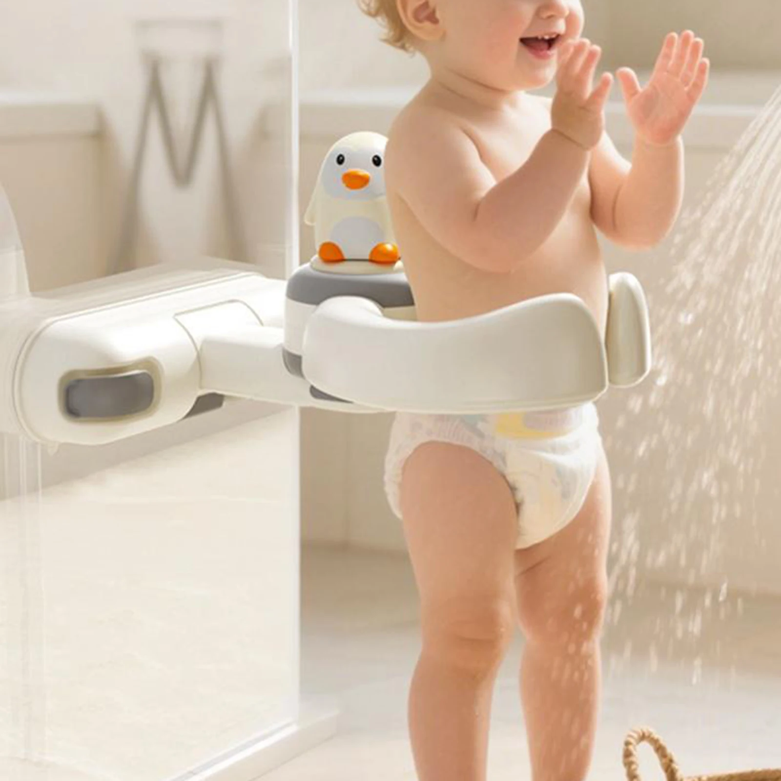 

1 шт. портативная складная подставка для детского душа, надежная ручка, регулируемая для ванной комнаты, безопасная стоячая поддержка для малышей, помощник по времени ванны
