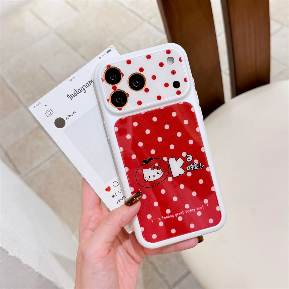 

INS Korean style fashionable red polka dot HelloKitty case suitable for iPhone 17 Pro Max/15/16 Pro anti drop all inclusive
