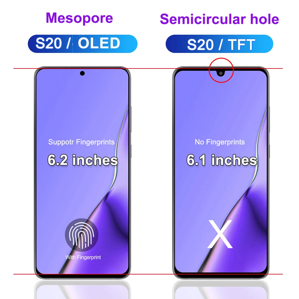 TFT S20 4G Screen For Samsung S20 LCD Display G980 SM-G980F/DS Touch Panel Digitizer Assembly Replacement with Frame