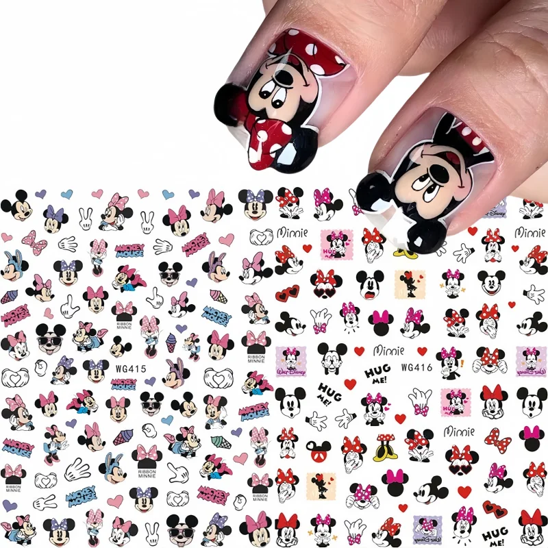 1PCS New 3D Cartoon Nail Stickers Nail Art Decoration Disney Mickey Stitch Stickers Nail Art Decals Anime Nail Art Supplies