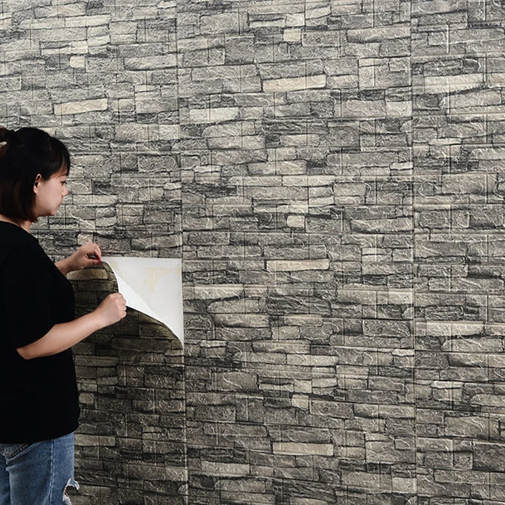 12Pcs 35cmx30cm Living Room Imitation Brick Waterproof Self-adhesive Wallpaper 3D Wall Stickers