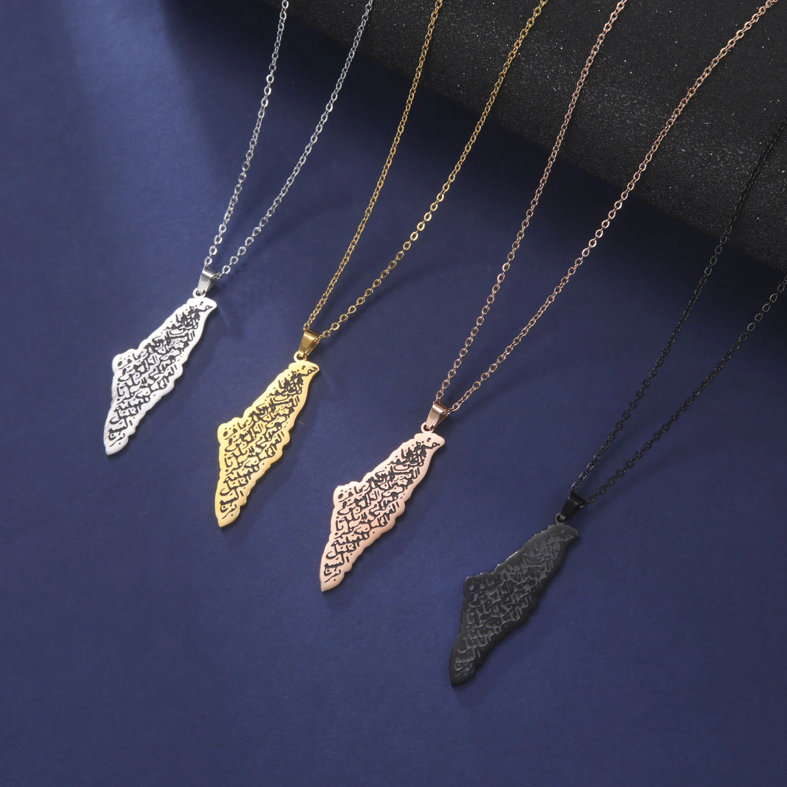 LIKGREAT Israel Palestine Map Pendant Necklace For Women Men Stainless Steel Country Geograph Chain Necklaces Jewelry Gifts