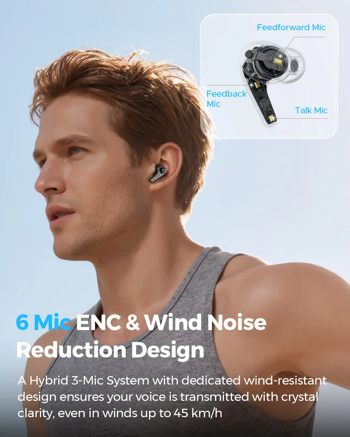 SoundPEATS C30 Wireless Earbuds 52dB Hybrid ANC Bluetooth 6.0
