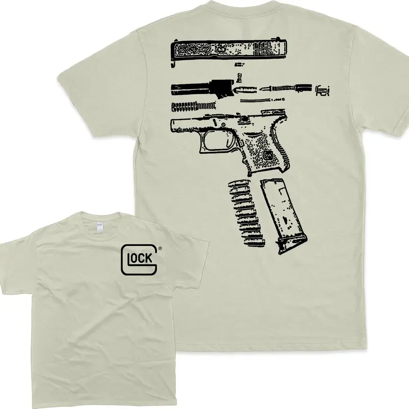 100% قطن في غلوك نحن نثق 2 الجانب أسود أبيض اللون جرافيك تي شيرت للجنسين نمط 100% قطن ملابس رجالية تي شيرت #3