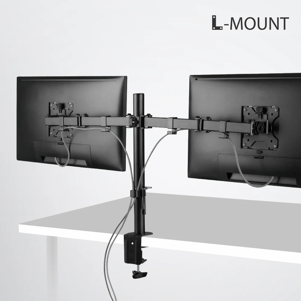 LDL-MOUNT Wall close-up 3-stage joint dual arm monitor holder for desk-type clamp APL-C024