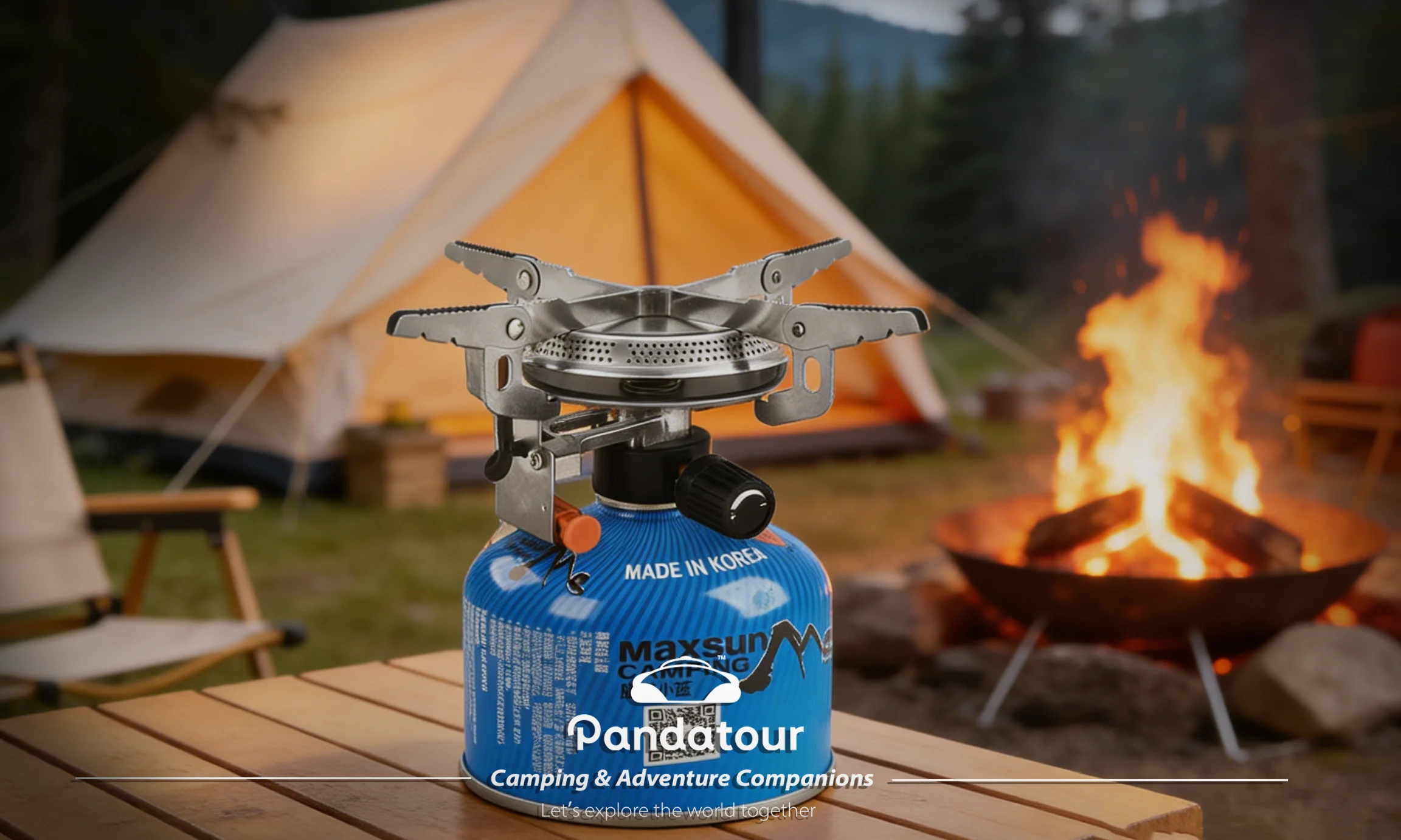 Pandatour winddichter Camping-Gasherd, faltbarer Rucksack, elektronischer Herdkopf, Kochen im Freien, Picknick – Detail 2