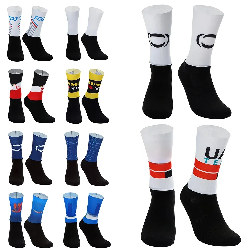 AliExpress LASER CUT ONE PAIR 2024 INEOS QUICK STEP ALPECIN FENIX TEAM Cycling Socks Antislip Bike Bicycle Racing MITI Breathable Socks
