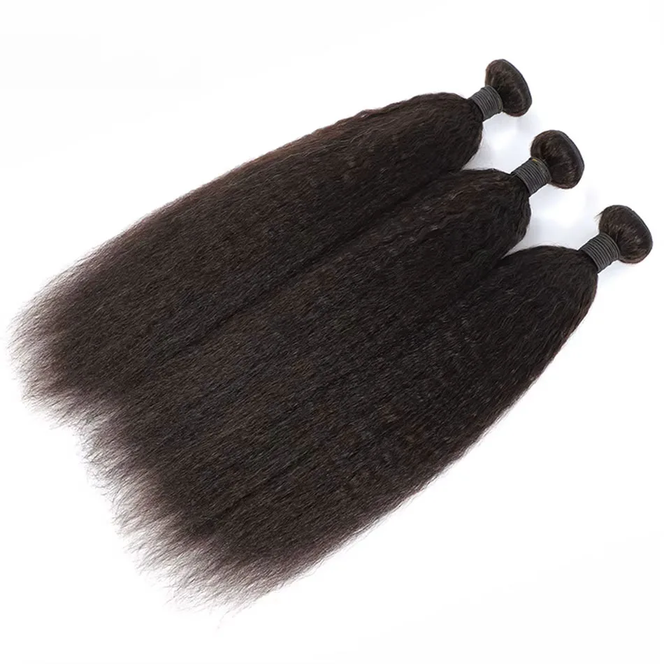 100% Unprocessed Raw Remy Human Hair Bundle Kinky Straight 12A Malaysia Virgin 1/3 Pcs Bundles Extensions Machine Double Weft