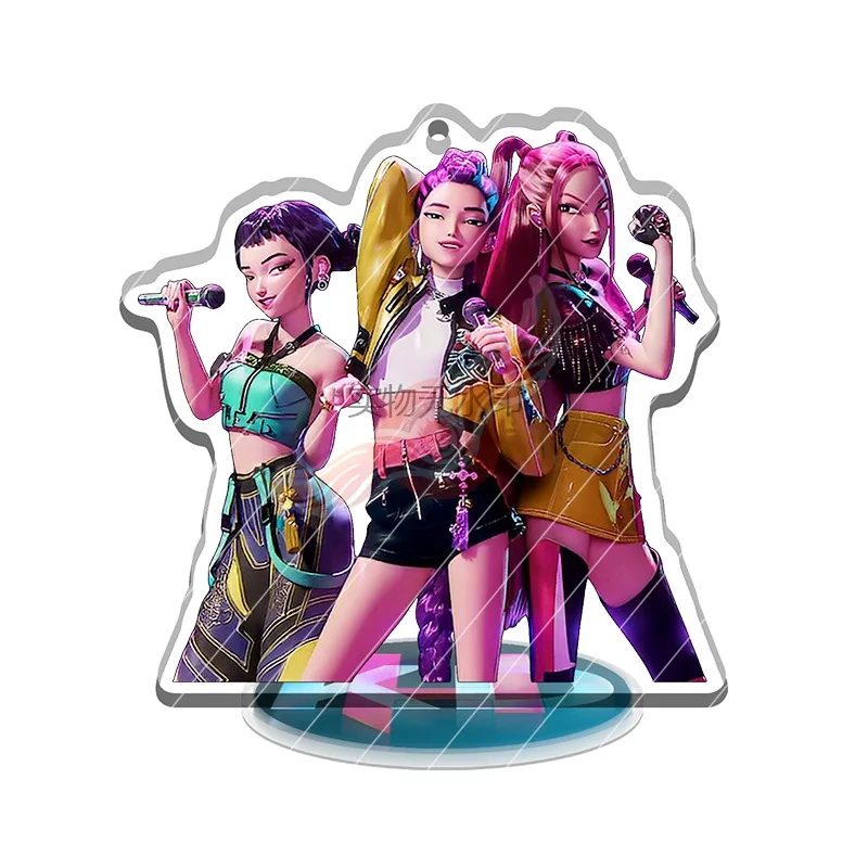 ​ K-Pop Demon Hunters Merch Chibi Acrylic Standee - هدية مثالية لمحبي الرسوم المتحركة، تصميم الطباعة الداخلية مع شخصيات Huntr/x