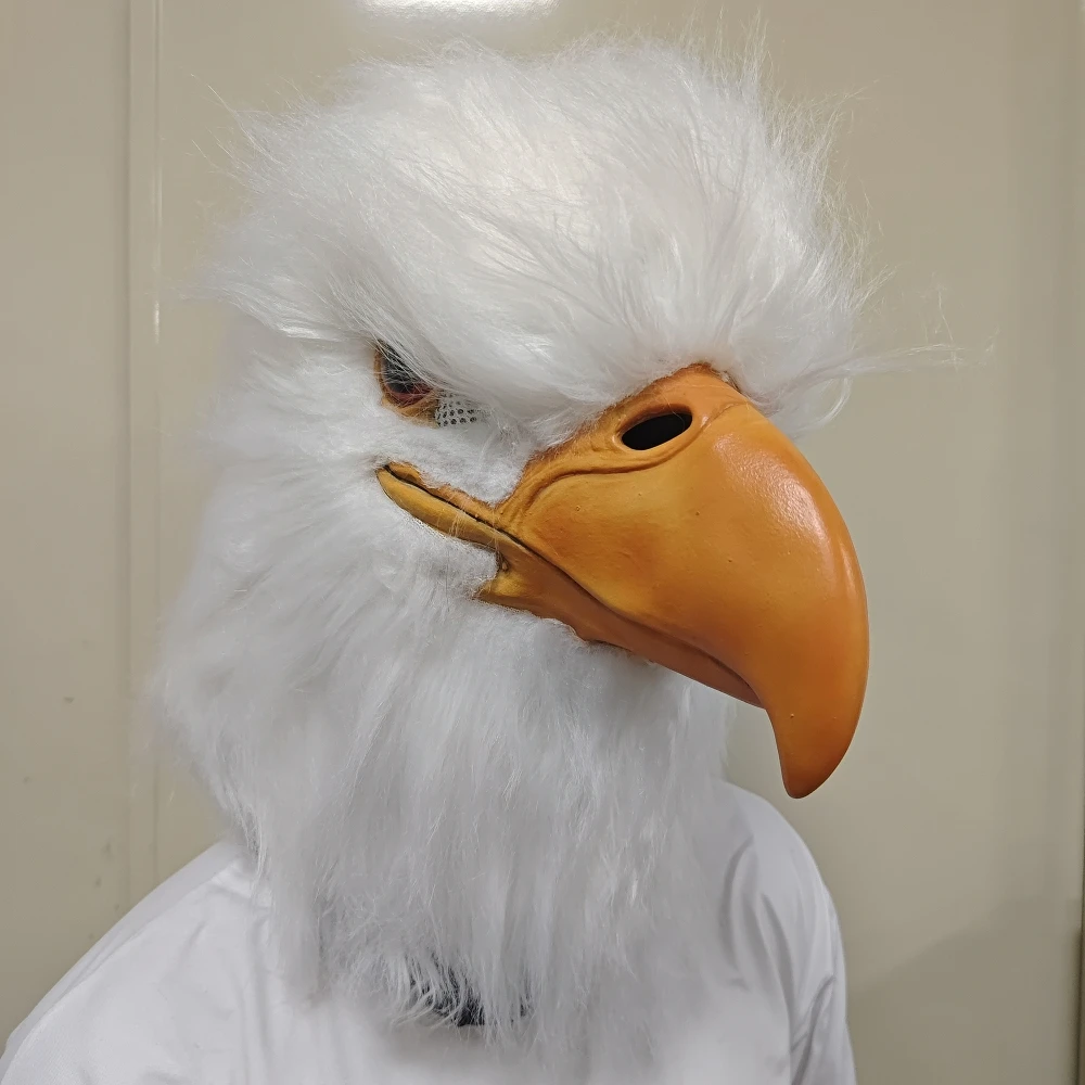 Maschera di aquila bianca Maschera a testa intera per animali adorabili Festa di carnevale di Halloween Accessori per costumi cosplay per spettacoli teatrali