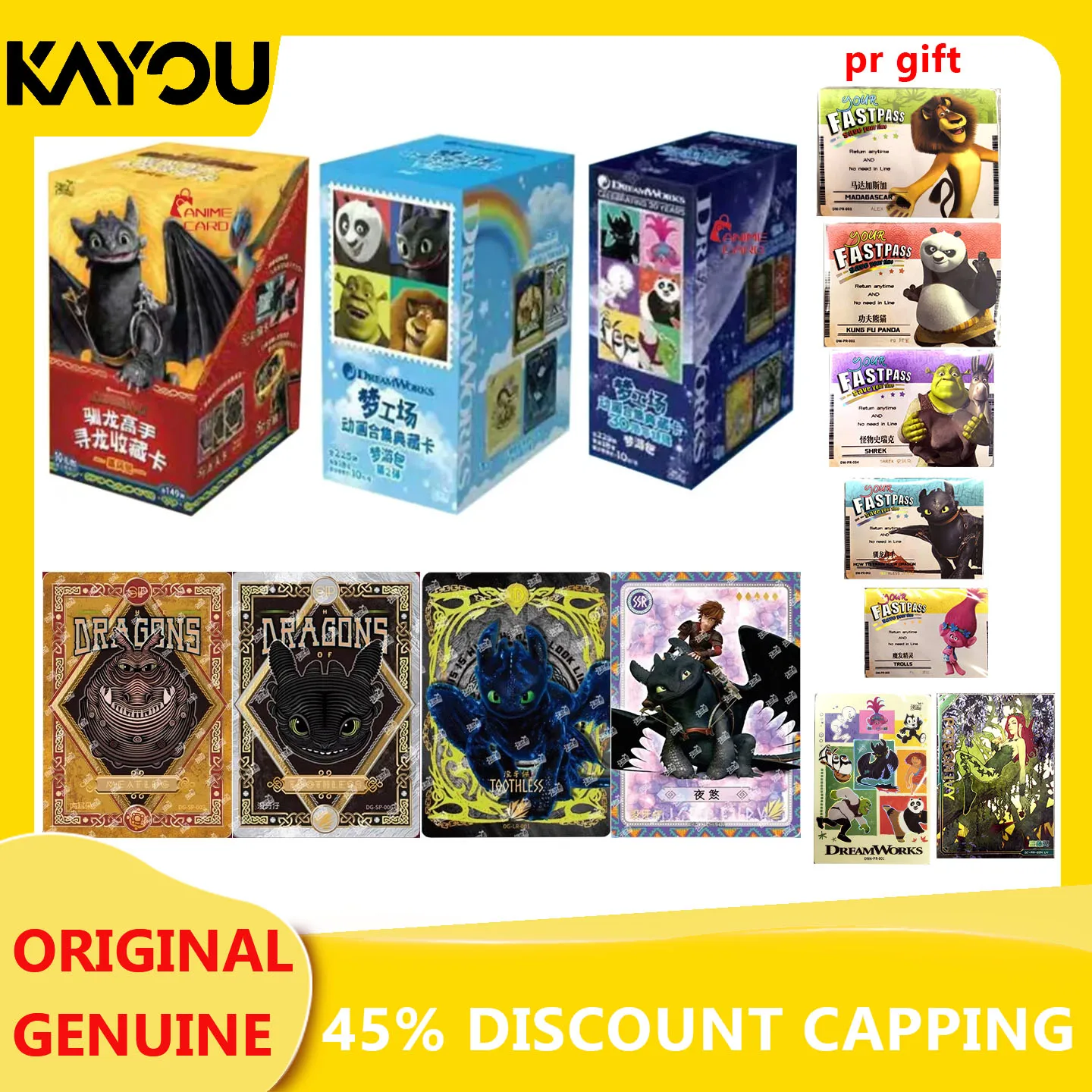 

Официальные коллекционные карточки KAYOU DreamWorks «Как приручить дракона»: набор «Охота на драконов» с Ветроходом, редкий эксклюзивный золотой набор, коллекционные игрушки, подарок