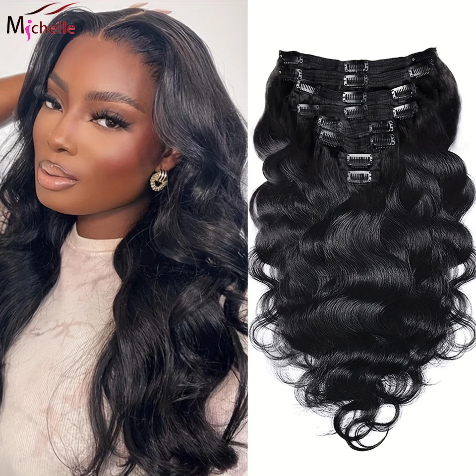 كليب في وصلات الشعر الجسم موجة الشعر البشري 120 جرام 8 قطعة ريمي الشعر البشري كليب في ملحقات الطبيعية الأسود الجسم موجة الشعر التمديد #1