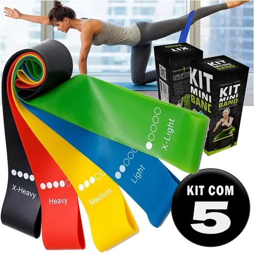 Kit 5 Faixa Elástica Super Mini Band Para Treino Exercícios