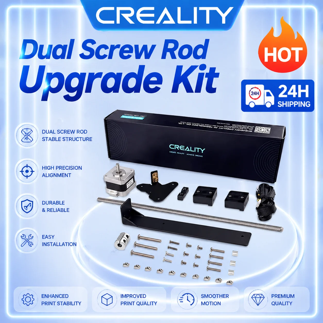 

Creality 3D Printer Parts Dual Z-axis Upgrade Kit Dual Screw Rod with Lead Screw and Stepper Motor for Ender 3 /3 Pro Ender 3 V2