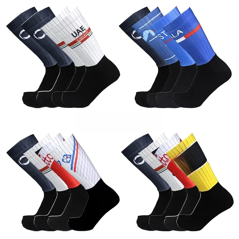 AliExpress NONE 4 Pairs of Sports Multi Style Anti Slip Breathable Silicone Men's and Women's Outdoor Cycling Running Socks