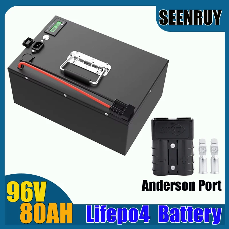 96V 80AH Lifepo4 Battery with ANT BMS 100A 200A 250A Free Charger for Motorcycle Forklift RV Golf Cart Sightseeing Vehicle