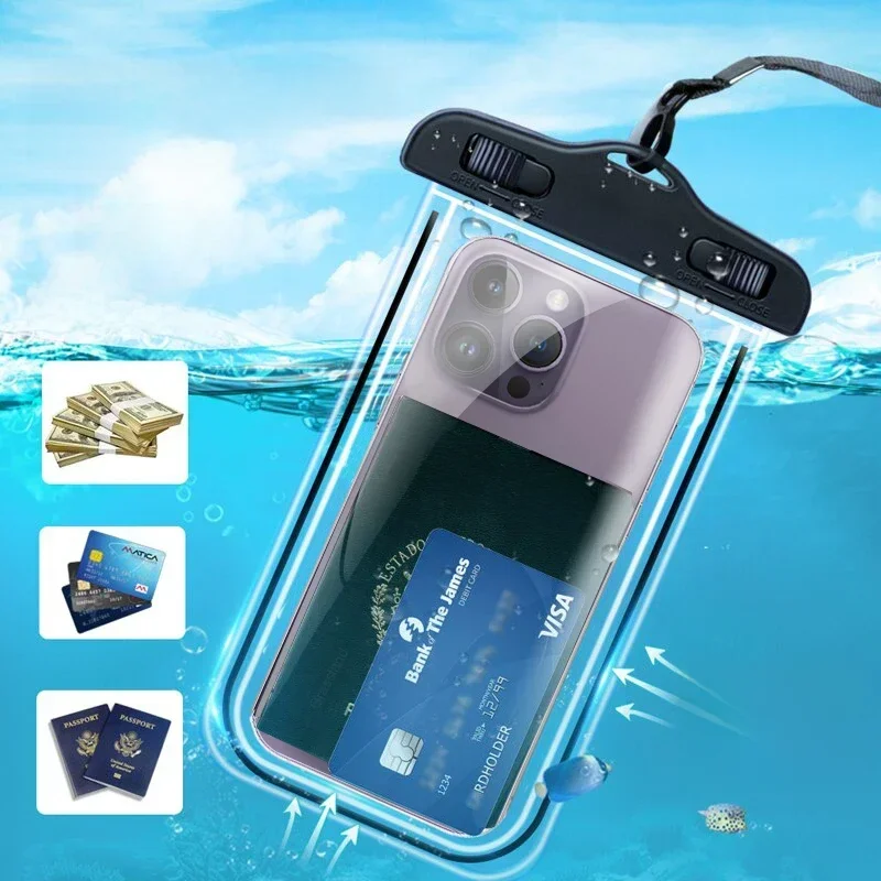 Caixa impermeável universal do telefone, bolsa de proteção subaquática, para iphone, samsung, 6, 7