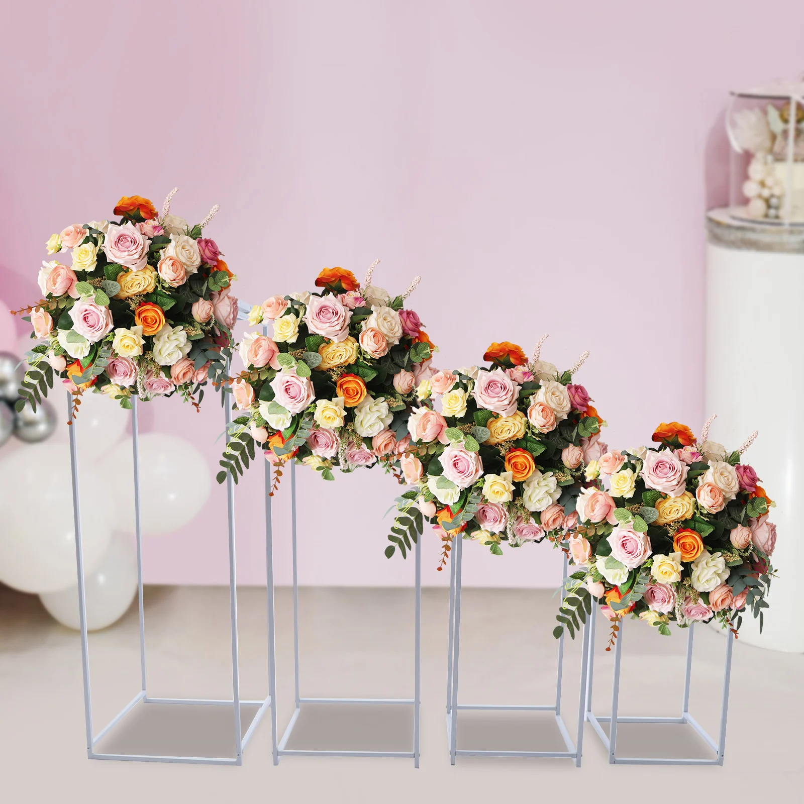 

4 шт. металлическая стойка для цветов, подставка для вазы, реквизит, геометрическая колонна для свадебной вечеринки, предварительно просверленные отверстия для детского душа, сценический декор