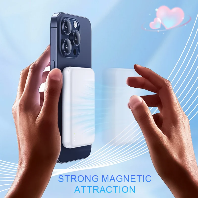 Juego de fuente de alimentación inalámbrica magnética para teléfono móvil, 5000 Mah, 5W, con soporte, pantalla Digital, juego de fuente de alimentación de 5000 Mah