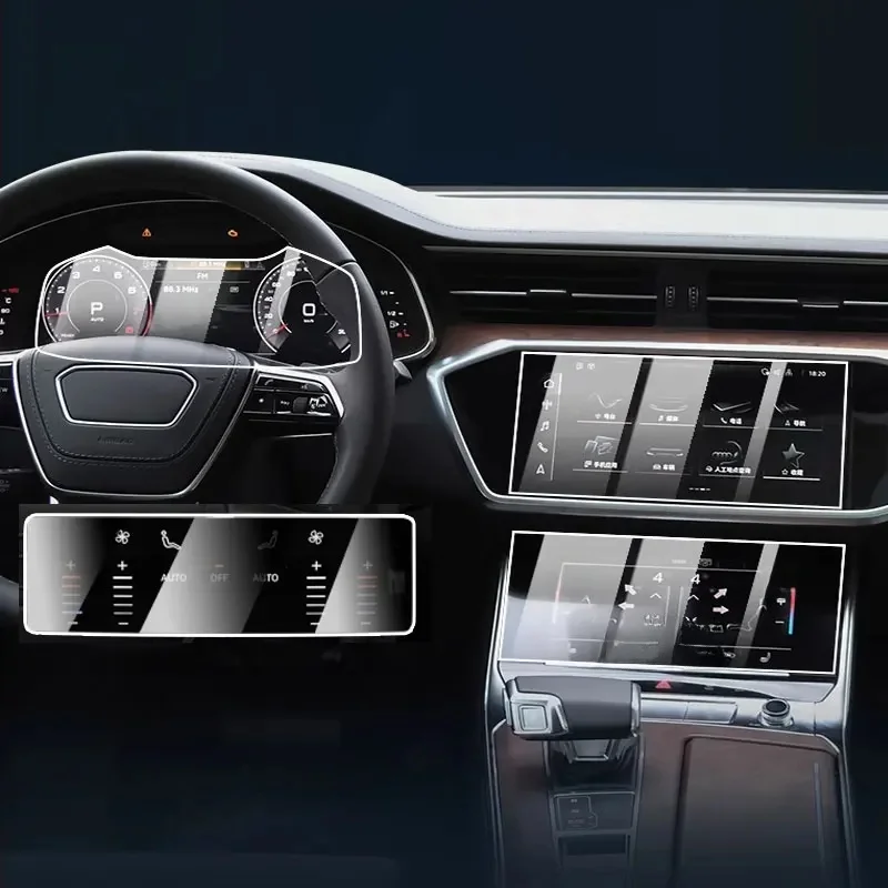 Osłona ze szkła hartowanego do audi A6 lub A7 2019-2024 Nawigacja samochodowa GPS i panel przyrządów Folia ochronna ekranu LCD — zdjęcie 2