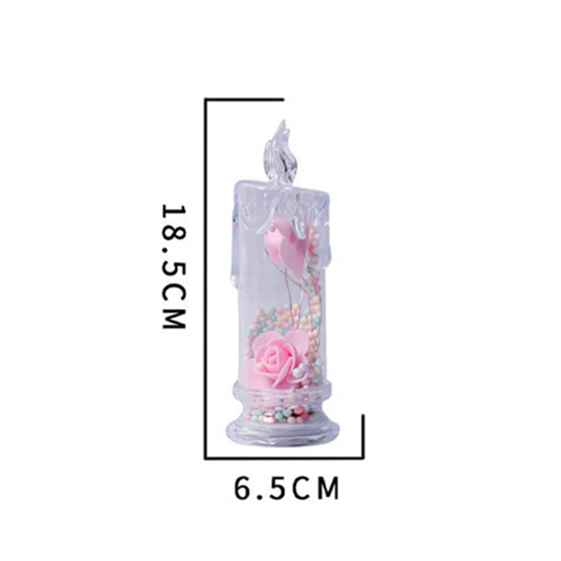 شمعة إلكترونية LED، ضوء ليلي وردي شفاف، ديكور عيد الحب، أفضل هدية لصديقتك، زينة جو ديكور المنزل #6