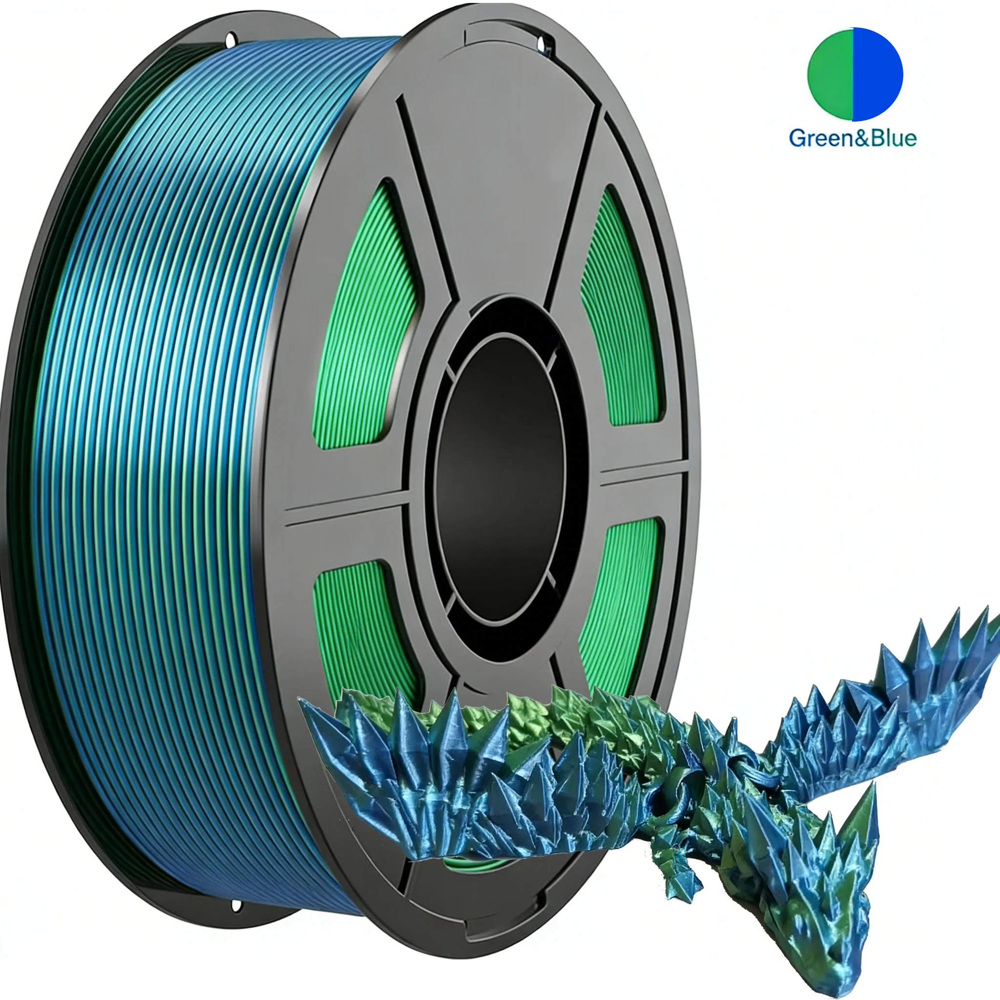 

Silk PLA Filament 1.75mm Dual Color Blue Green 250g Shiny Dimensional Accuracy +/- 0.05mm for 3D Printer 250g Spool