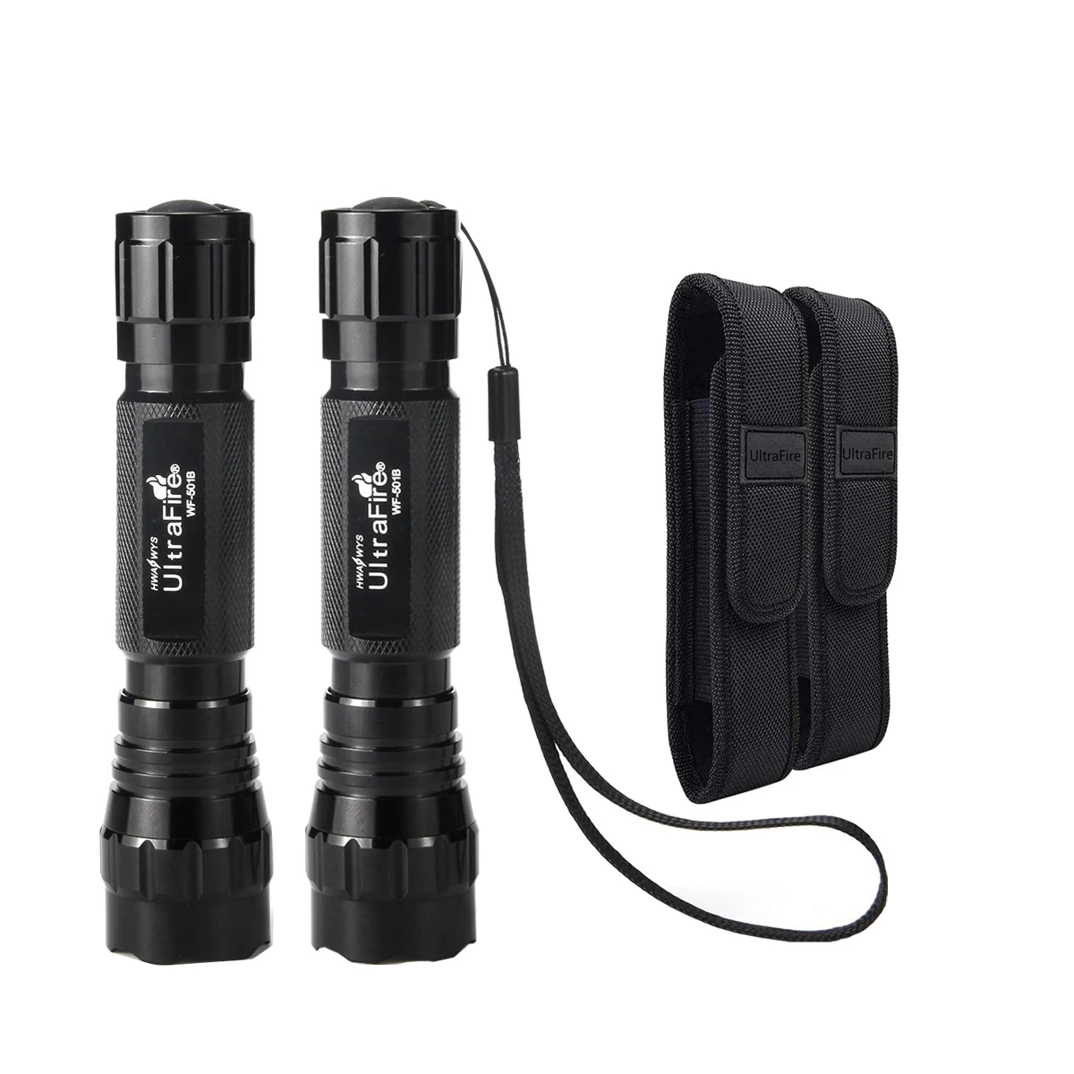 

UltraFire 2 Pack WF-501B LED Police Flashlight High Power Tactical Lantern Edc Flashlights for Outdoor Emergency with 2 Holsters