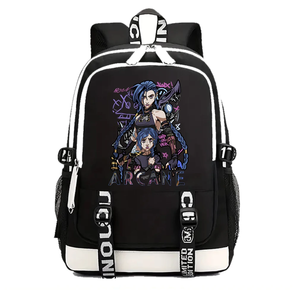 Arcane-Jinx Backpacks Girls School Bag for Teenager Laptop School Anime Backpack for Fans Gift