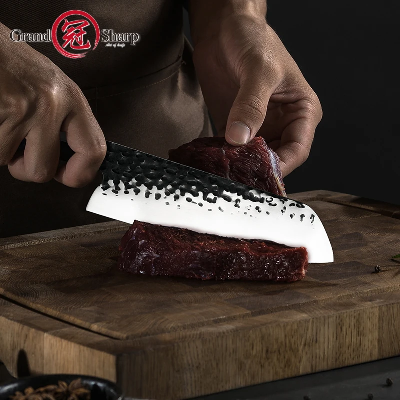 Japanese Santoku Knife Chef Kitchen Knives High Carbon 440C Stainless Steel Cleaver Vegetables Cooking Tools Rose Wood Ebony NEW