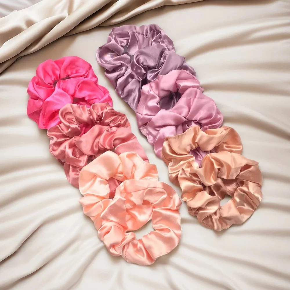 Chouchous en Satin colorés, 12 pièces, accessoires pour cheveux confortables et simples pour femmes et filles