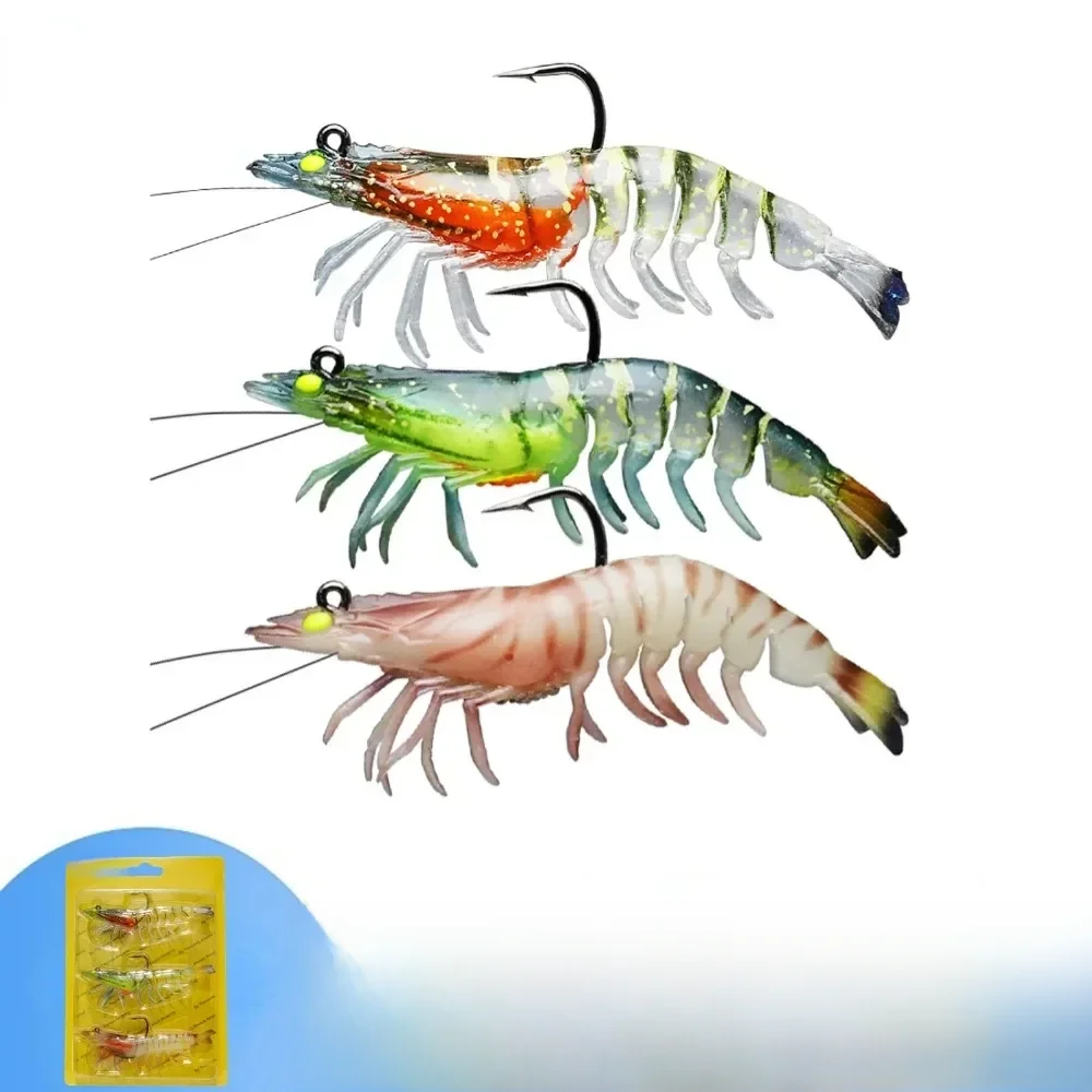 3 pièces 110mm 21g tête de plomb gabarits leurres de pêche aux crevettes souples leurres artificiels lumineux en Silicone pour matériel d'eau douce et d'eau salée