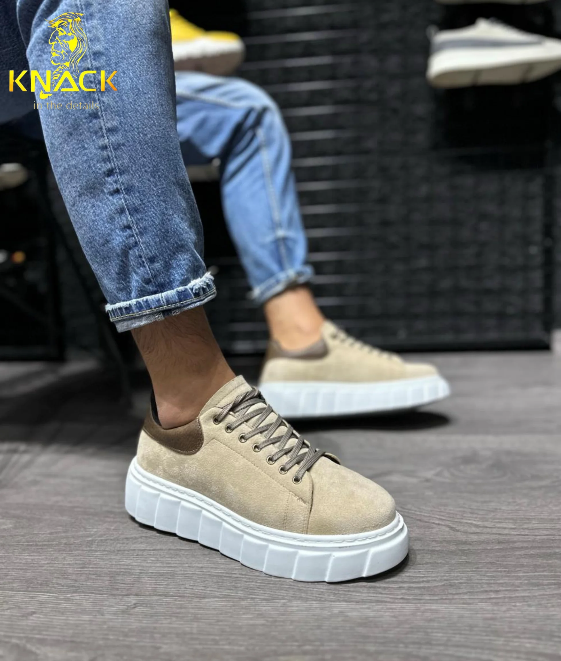 

Knack Men's Leather Casual Shoes Stylish Design Men's Suede Sneakers Comfortable Walking Anti Fragrance Cross Linked Men Sports Shoes