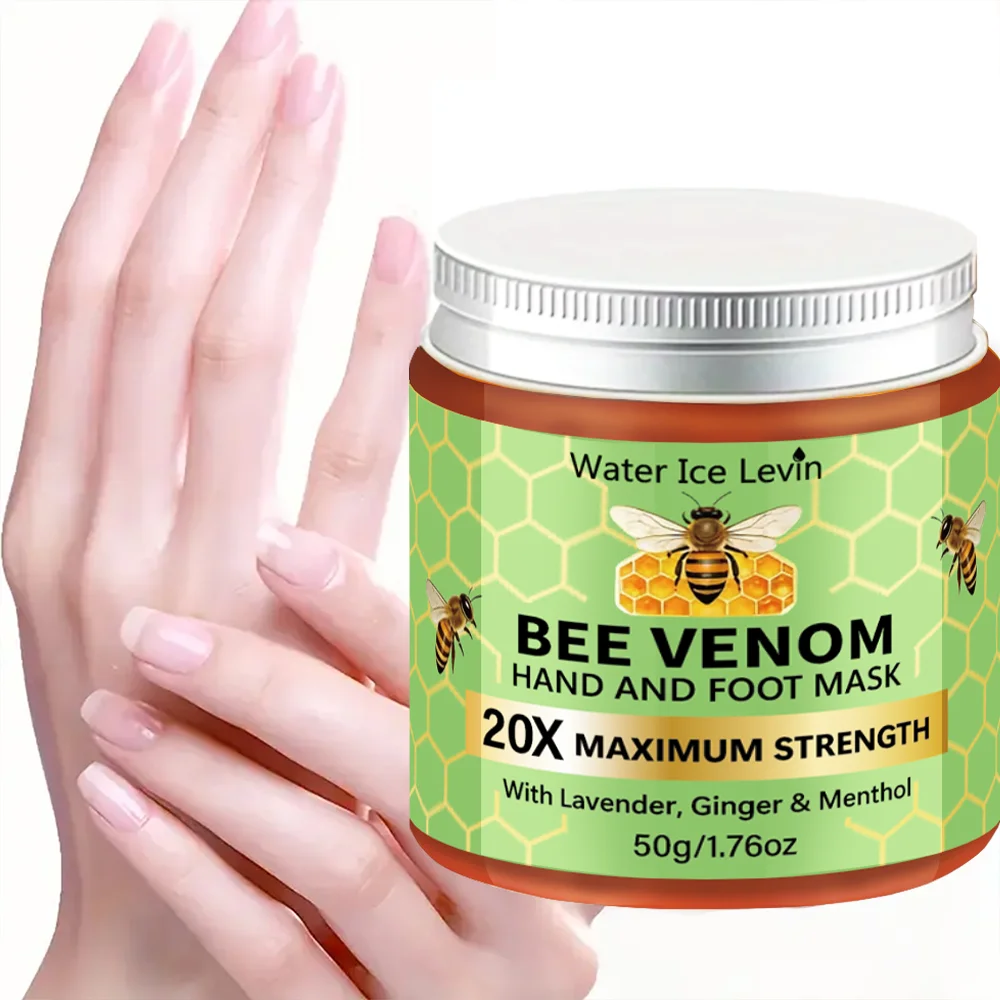 Water Ice Levin Bee Venom Hand Foot Mask With Niacinamide Hyaluronic Acid Lavender Ginger Hydrating Firming Care 50g