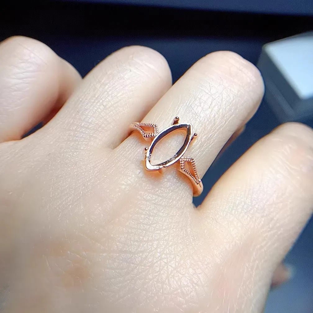 Boutique Jewelry New S925 Silver Ring Empty Toma Mesh 6 * 12mm Plated with 18K White Gold Rose Gold