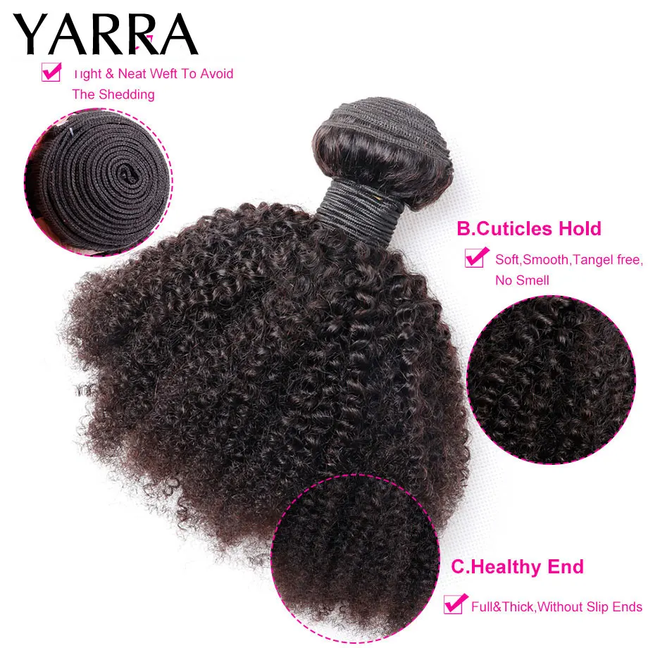 Human Hair Kinky Curly Bundles with Closure Afro Kinky Curly 3-4 Bundles with Closure 100% Curly Human Hair 4x4 Pre Plucked