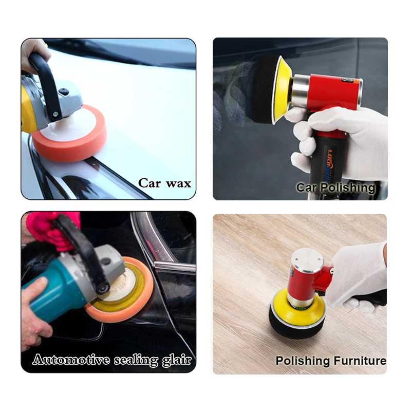 Air Sander Polishing Machine 2/3\'\' Polishing Pad Sponge Disc Towel Set Pneumatic Polishing Grinder Car Track Polishing Machine