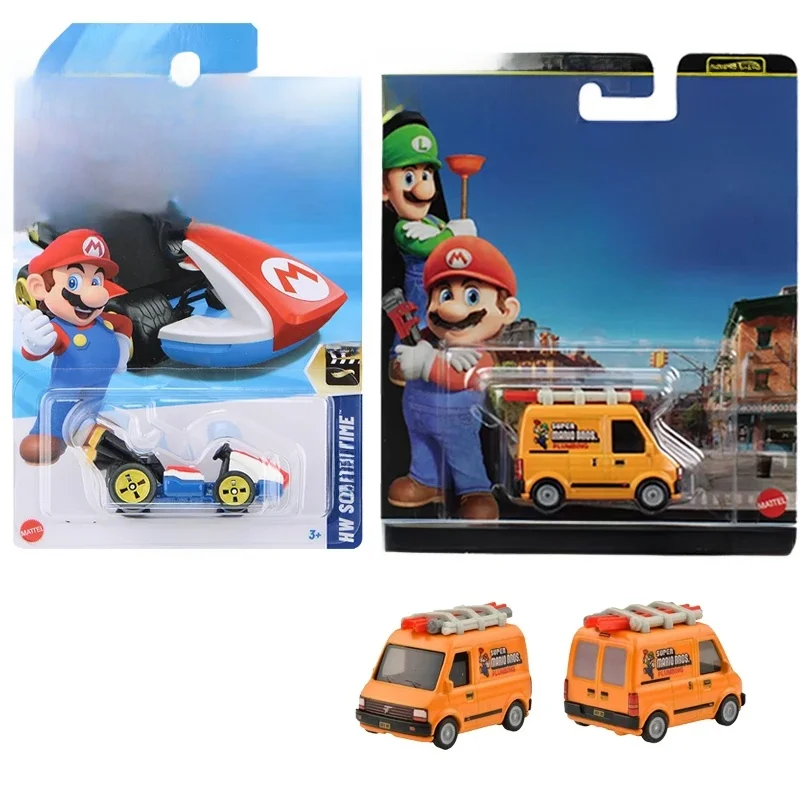 Hot Wheels-Modèle de voiture Super Mario Bros moulé sous pression, véhicule de kart standard, camionnette de plombier Mariokart, cadeau d'anniversaire original, jouets pour garçons, 1/64