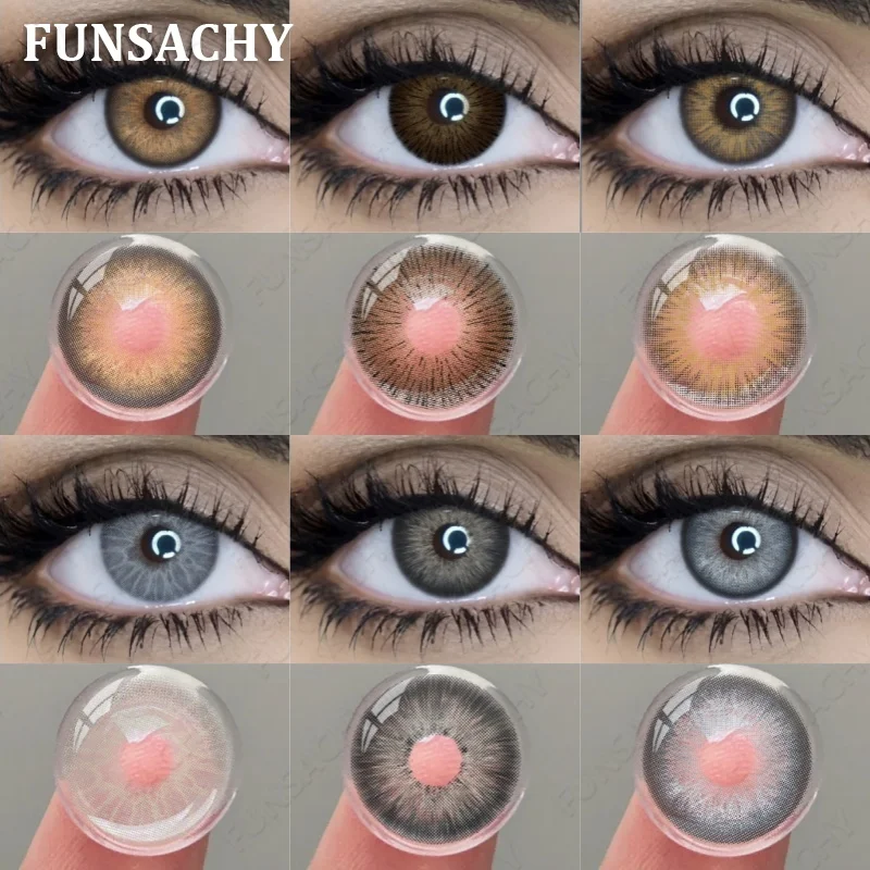 FUNSACHY 1 Paar farbige Kontaktlinsen für Augen, braune Farblinsen, blaue Augen, Kontakt-Make-up, Schönheit, farbige Pupillen, graue natürliche Linsen