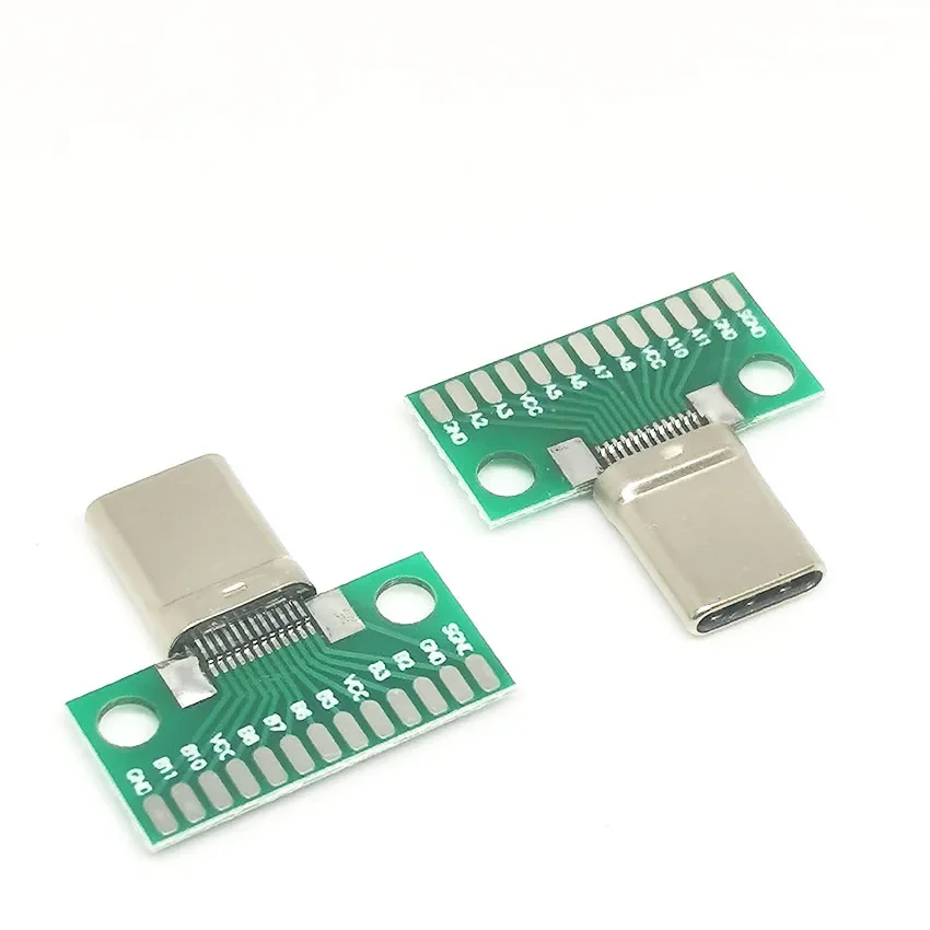 1 szt. Złącze USB 3.1 typ C 24 + 2P męskie gniazdo wtykowe Adapter do drut lutowniczy i kabel USB-C płyta testowa 24P + 2P PCB — zdjęcie 2