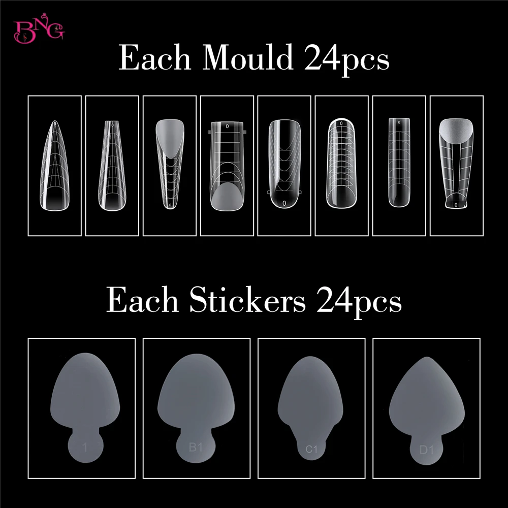 BNG Duet System Dual Form Set for Manicure French Manicure Square Almond Reusable Silicone Nail Sticker Top Mold Nail Art Tools