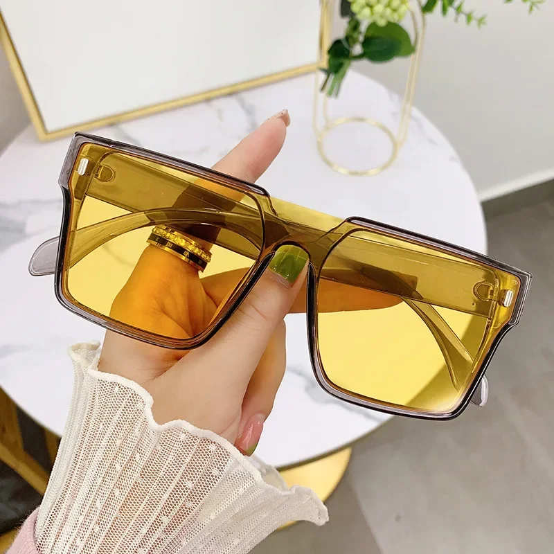 Lunettes de soleil carrées surdimensionnées une pièce pour femmes et hommes, verres miroir rétro, nuances UV400, Punk, 2023