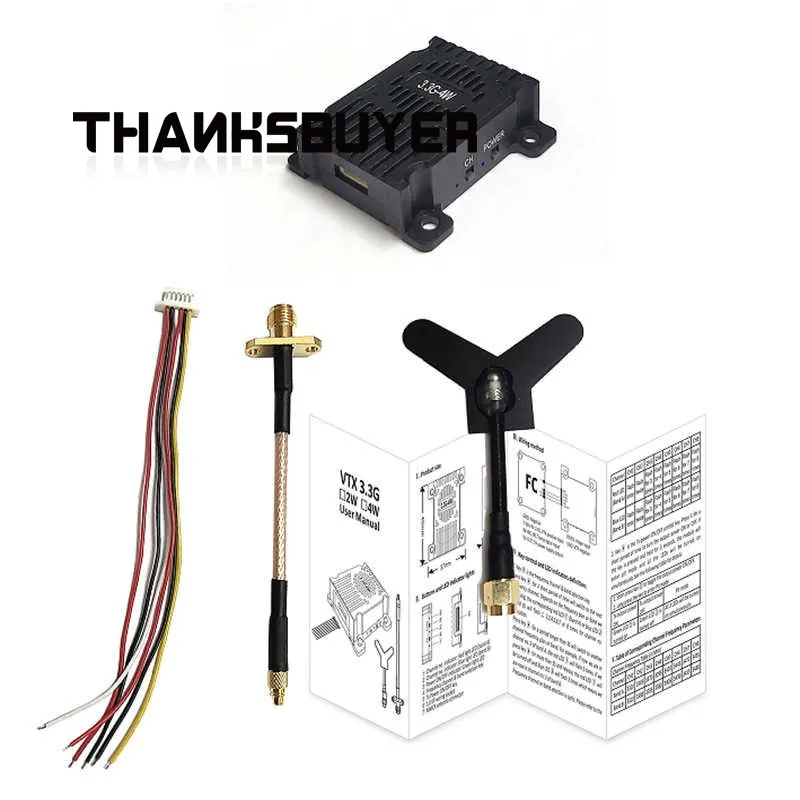 Set of 3.3GHz 4W TX RX Wireless Video Transmitter Receiver VTX + VRX with Manual for FPV Drones