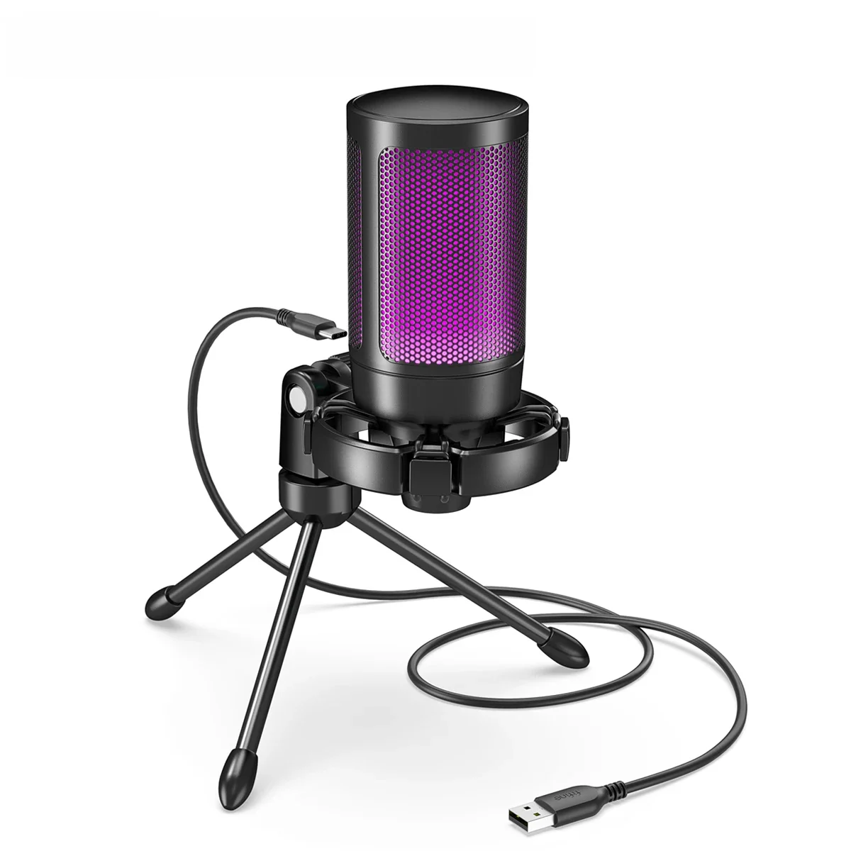 Mikrofon gamingowy AmpliGame firmy FIFINE RGB USB z funkcją wyciszania na dotyk, mikrofon pojemnościowy ze statywem do PC, PS4/5, laptopa Streaming-A2 (A2W) — Zdjęcie 2 z 2